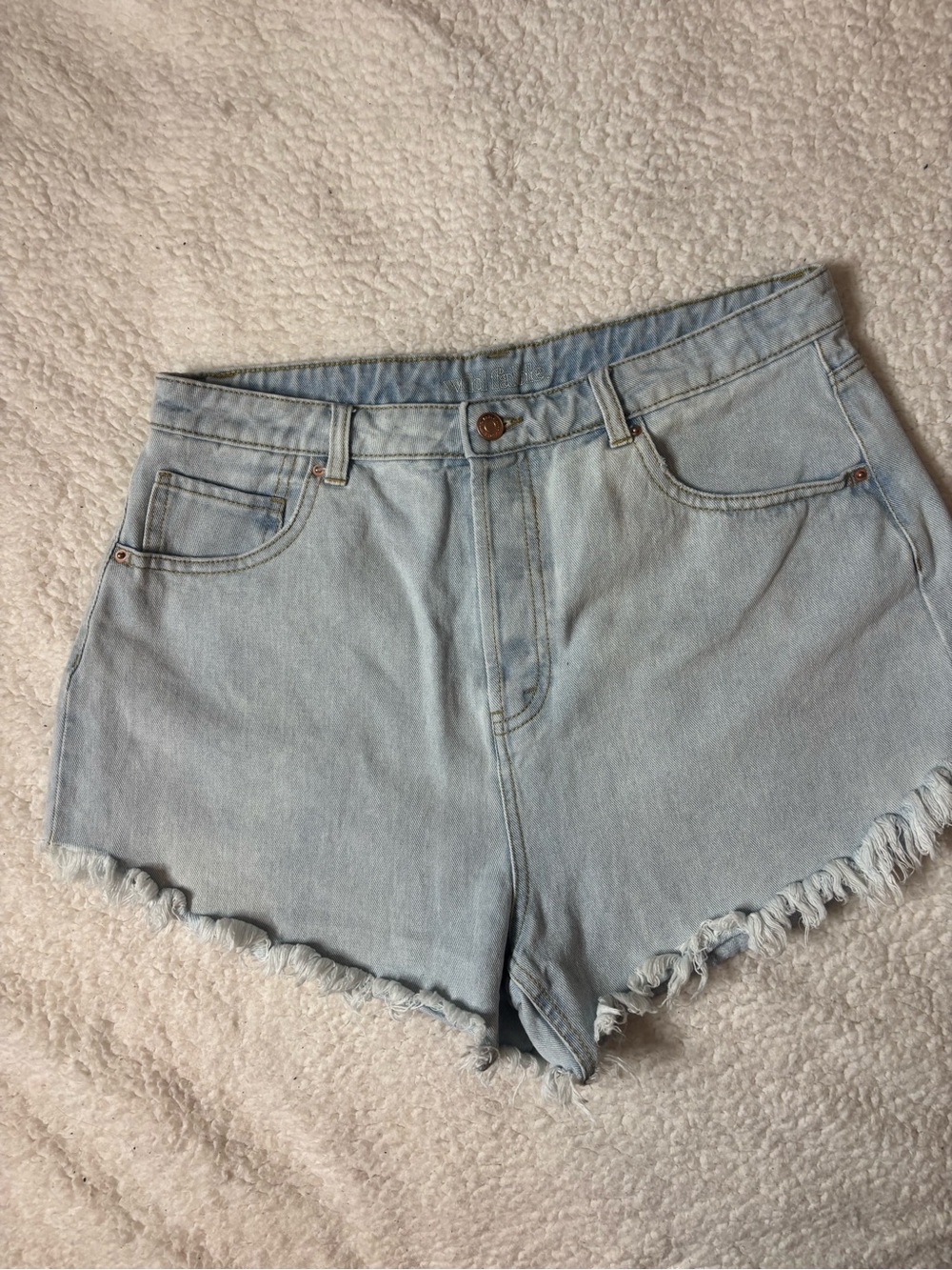 wild fable Light Blue High-Rise Frayed Denim Shorts